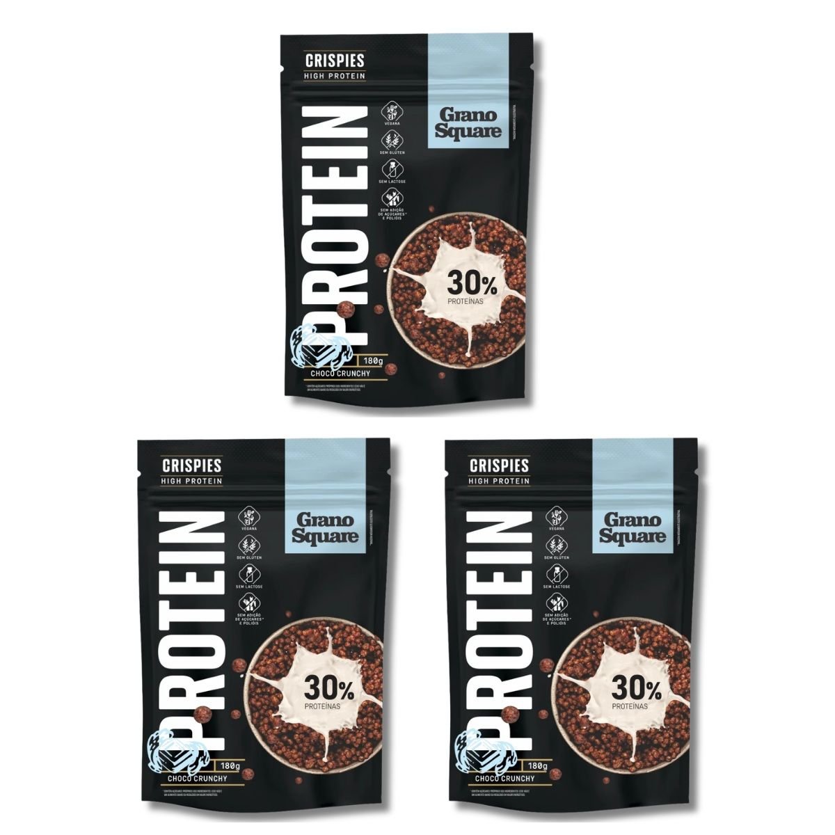 KIT 3 Crispies GranoSquare PROTEIN Choco Crunchy 180g