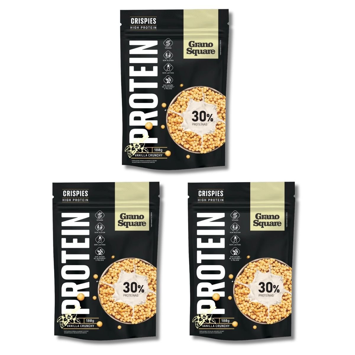 KIT 3 Crispies GranoSquare PROTEIN Vanilla Crunchy 180g