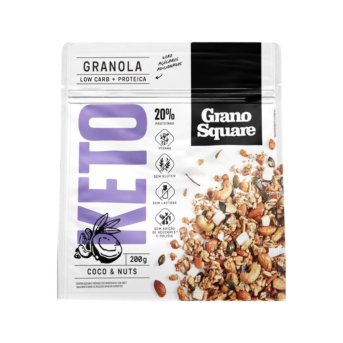 KIT 3 Granolas GranoSquare Linha KETO 200g