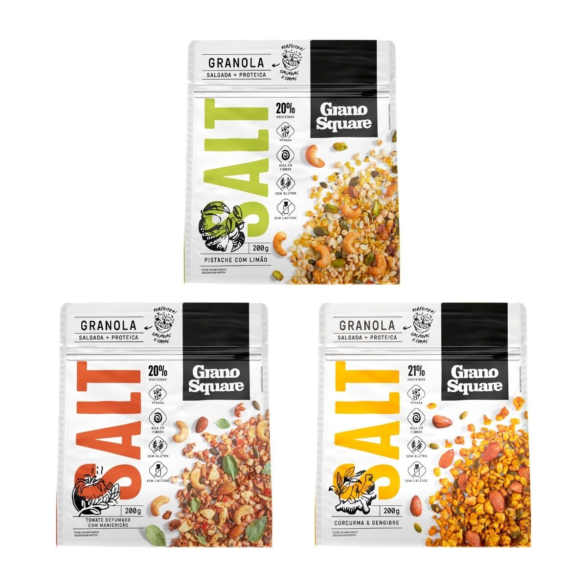 KIT 3 Granolas GranoSquare Linha SALT 200g