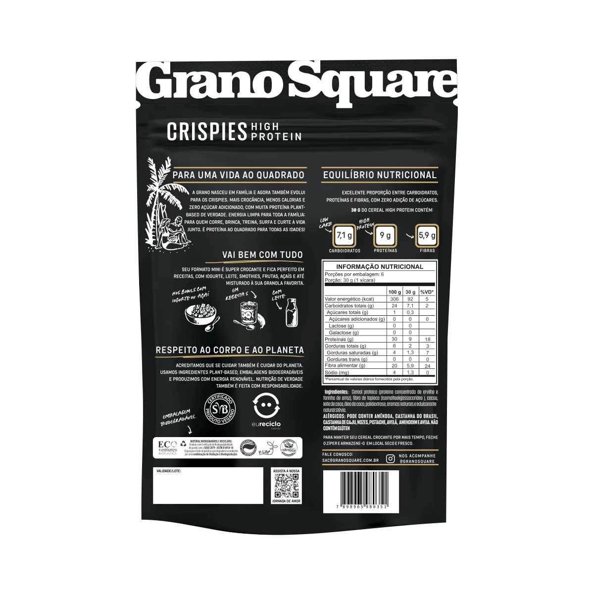 KIT 4 Crispies GranoSquare PROTEIN Choco Crunchy 180g
