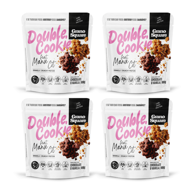 Kit 4 Granolas GranoSquare Double Cookie Feat Manu Cit 180g